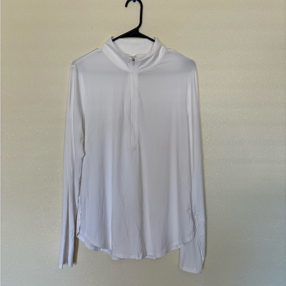 G4FREE White Long Sleeve Quarter Zip Long Sleeve Athletic Top Size M
